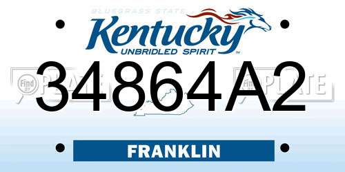34864A2 Kentucky License Plate