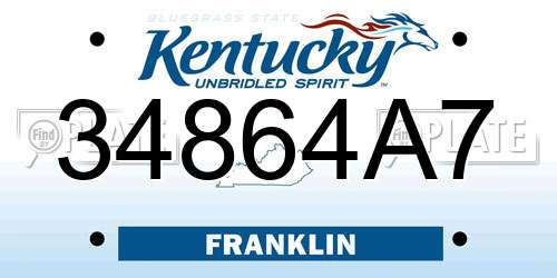 34864A7 Kentucky License Plate