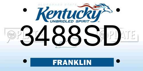 3488SD Kentucky License Plate