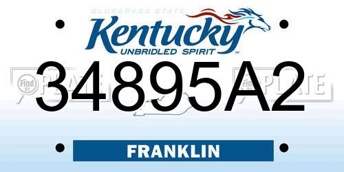 34895A2 Kentucky License Plate