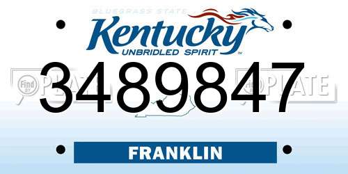 3489847 Kentucky License Plate