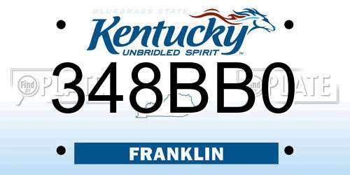 348BB0 Kentucky License Plate