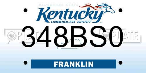 348BS0 Kentucky License Plate