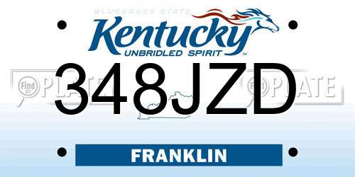 348JZD Kentucky License Plate