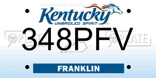 348PFV Kentucky License Plate