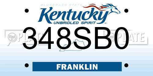348SB0 Kentucky License Plate