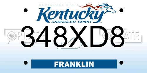348XD8 Kentucky License Plate