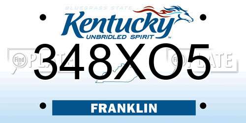 348XO5 Kentucky License Plate
