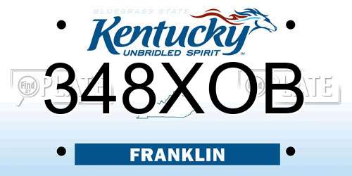 348XOB Kentucky License Plate
