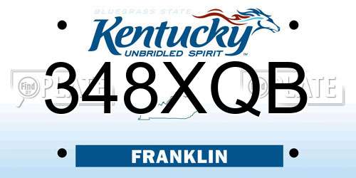 348XQB Kentucky License Plate