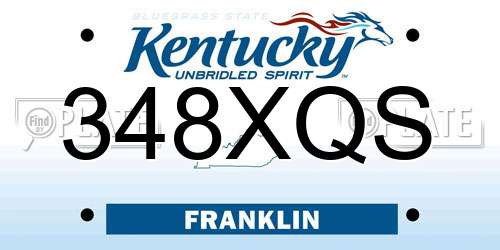 348XQS Kentucky License Plate