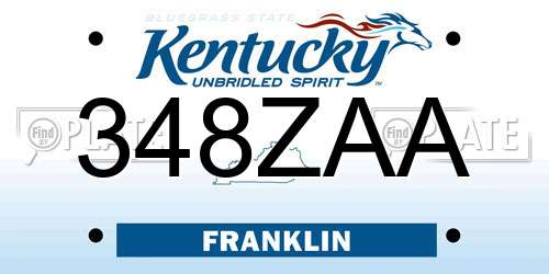348ZAA Kentucky License Plate