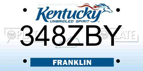 348ZBY Kentucky License Plate