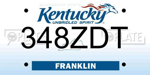 348ZDT Kentucky License Plate