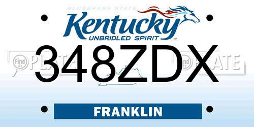348ZDX Kentucky License Plate