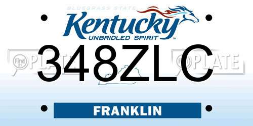 348ZLC Kentucky License Plate