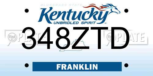 348ZTD Kentucky License Plate