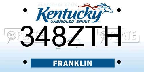 348ZTH Kentucky License Plate