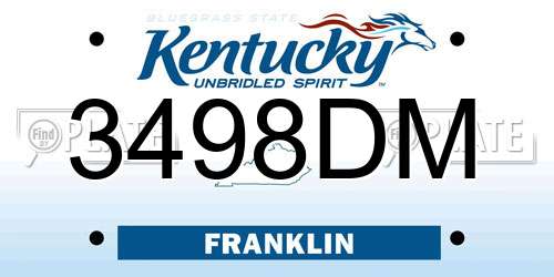 3498DM Kentucky License Plate