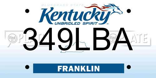 349LBA Kentucky License Plate