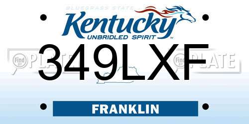 349LXF Kentucky License Plate