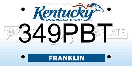349PBT Kentucky License Plate