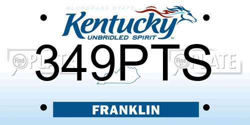 349PTS Kentucky License Plate