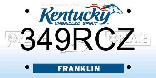 349RCZ Kentucky License Plate