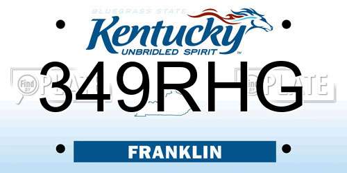 349RHG Kentucky License Plate