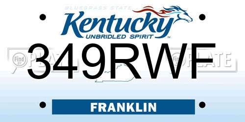 349RWF Kentucky License Plate