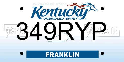 349RYP Kentucky License Plate