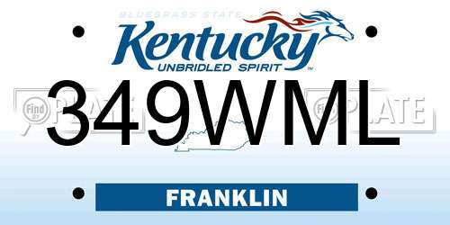 349WML Kentucky License Plate