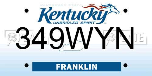 349WYN Kentucky License Plate