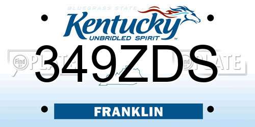 349ZDS Kentucky License Plate