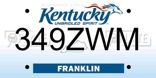 349ZWM Kentucky License Plate
