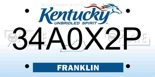 34A0X2P Kentucky License Plate