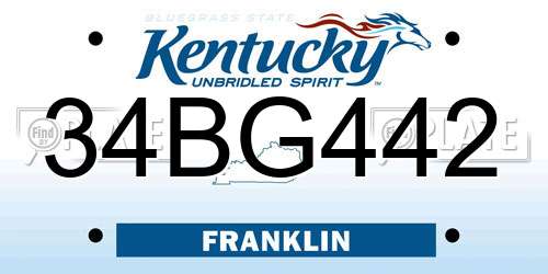 34BG442 Kentucky License Plate