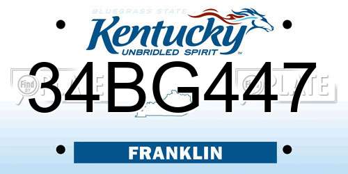 34BG447 Kentucky License Plate