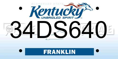 34DS640 Kentucky License Plate