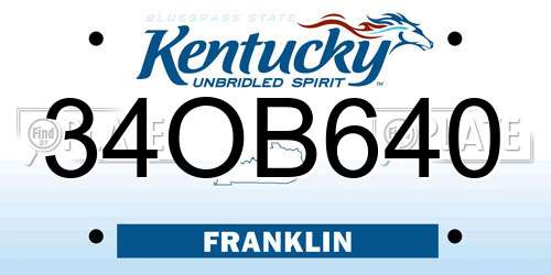 34OB640 Kentucky License Plate