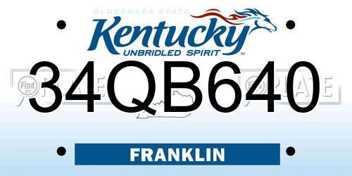 34QB640 Kentucky License Plate