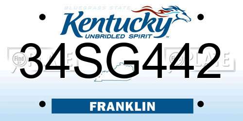 34SG442 Kentucky License Plate
