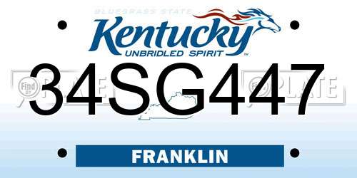 34SG447 Kentucky License Plate