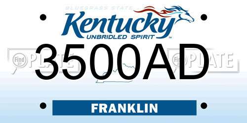 3500AD Kentucky License Plate