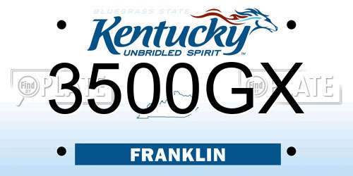 3500GX Kentucky License Plate
