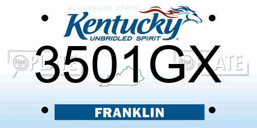 3501GX Kentucky License Plate