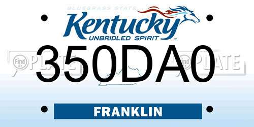 350DA0 Kentucky License Plate