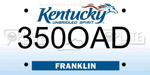 350OAD Kentucky License Plate
