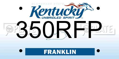 350RFP Kentucky License Plate