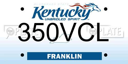 350VCL Kentucky License Plate